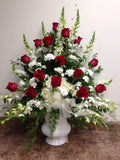 Classic White and Red Urn