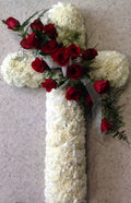 White Cross with Red Roses