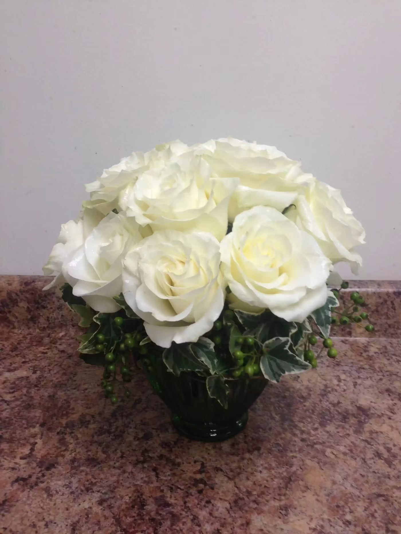One Dozen Compact White Roses